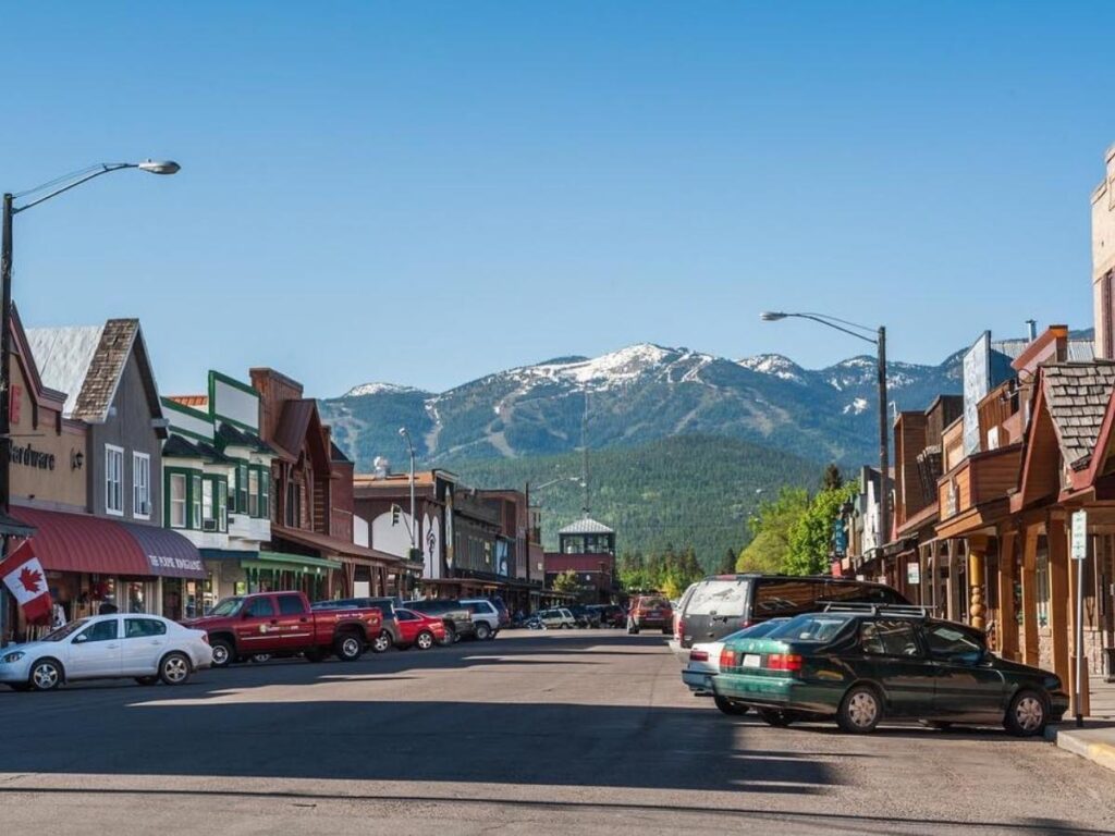 Mountain town of Whitefish, Montana on a clear day