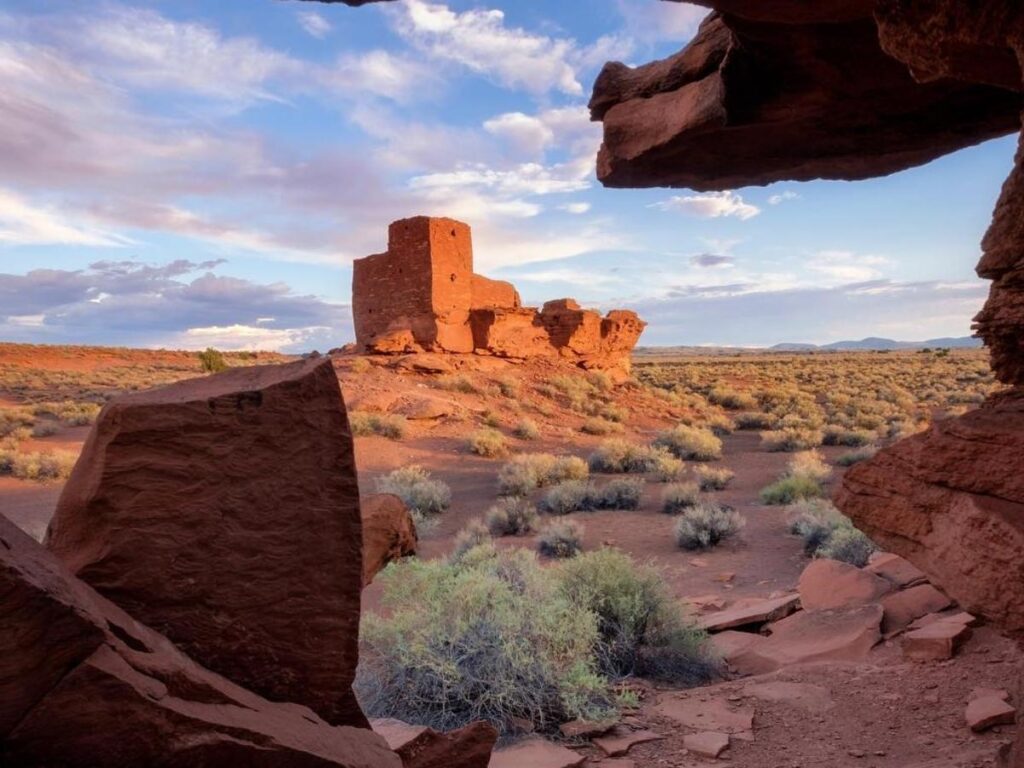 Ancient stone pueblo ruins at Wupatki National Monument