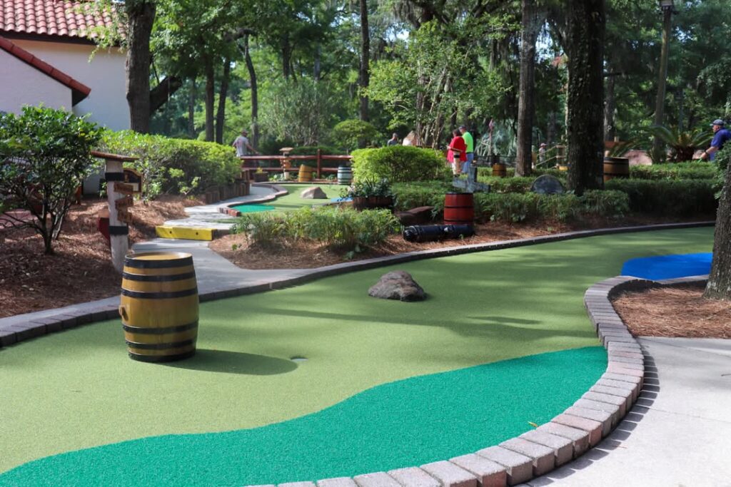 Colorful mini-golf course at Adventure Cove