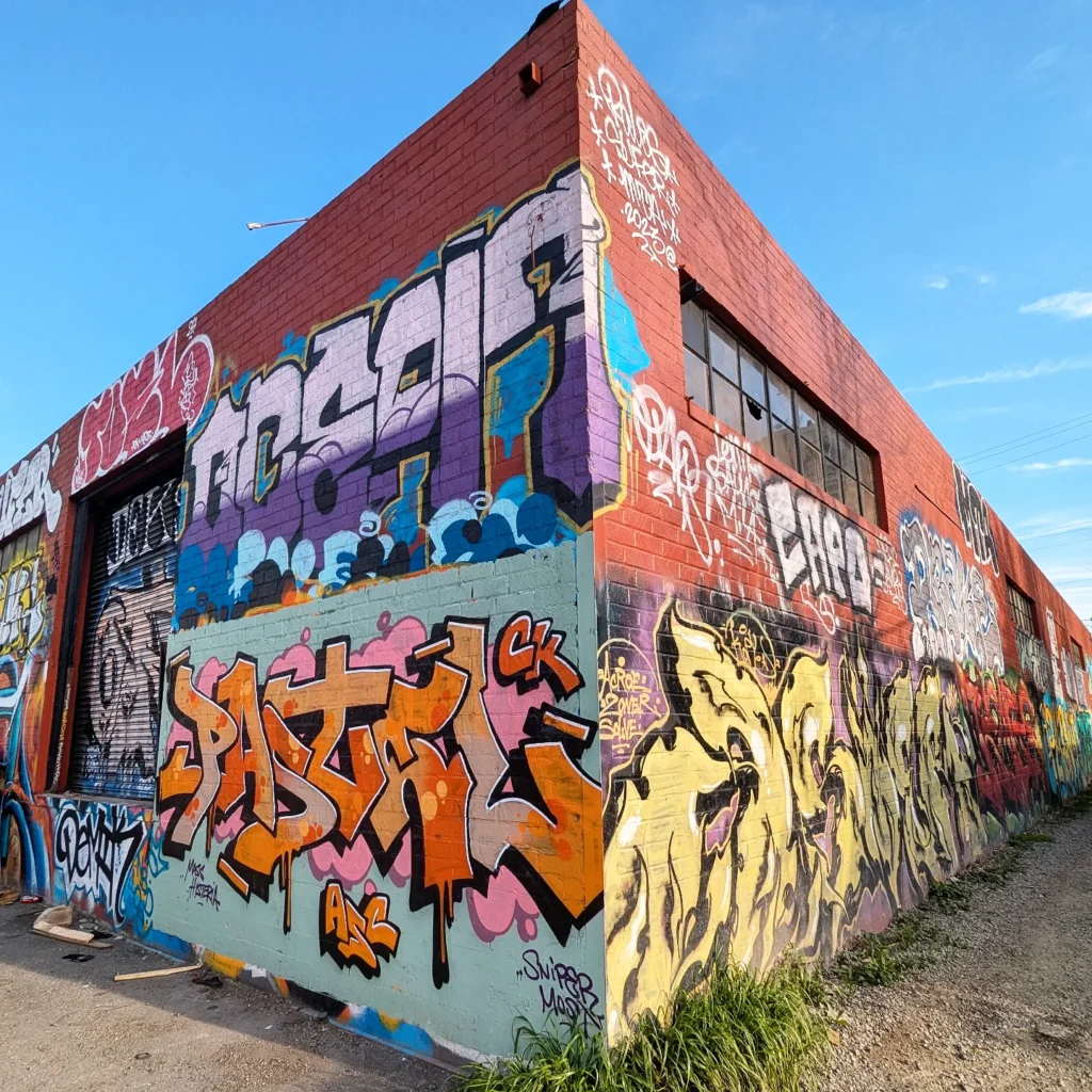 Colorful graffiti mural in LA’s Arts District