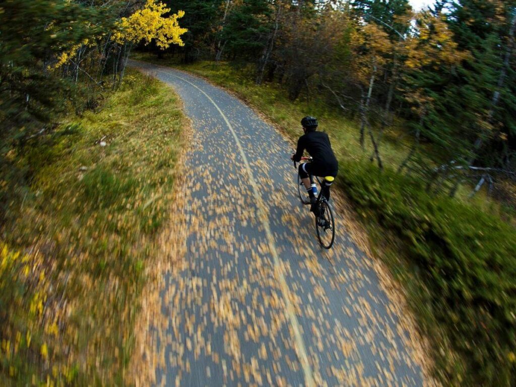 Scenic biking path through the Vail Valley in summer