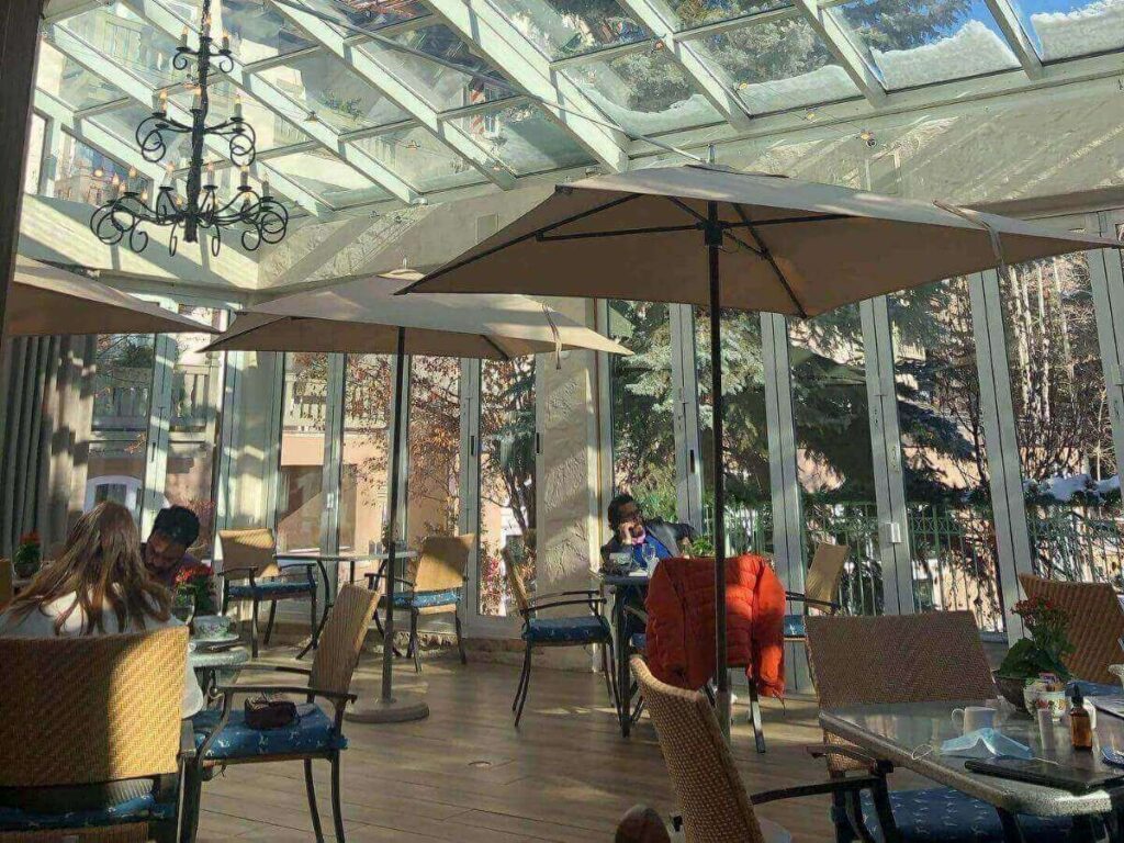 Casual breakfast spot in Vail Village with outdoor seating