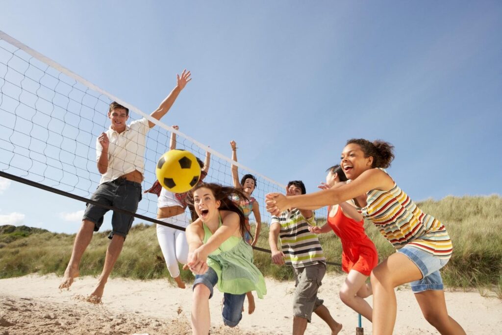 People playing volleyball at North Avenue Beach