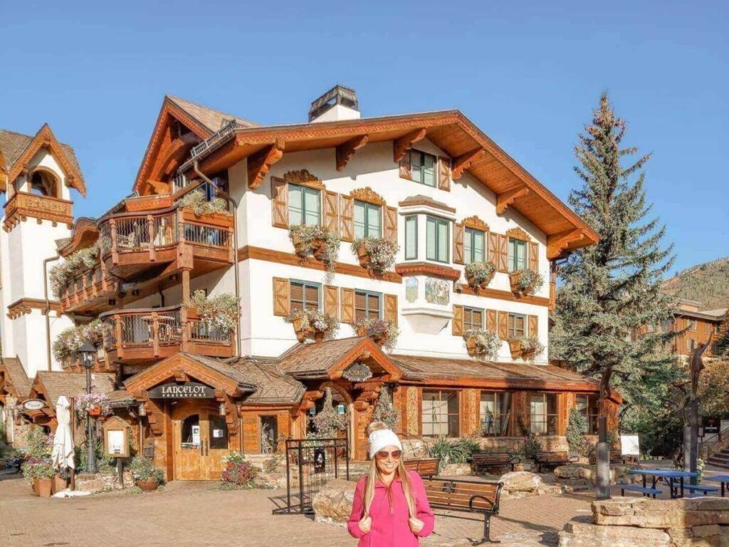 Quiet morning in Vail Village with soft mountain light