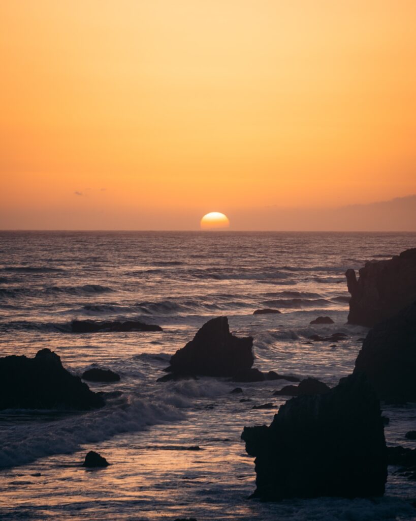 sunset glow at El Matador Beach in Malibu, California