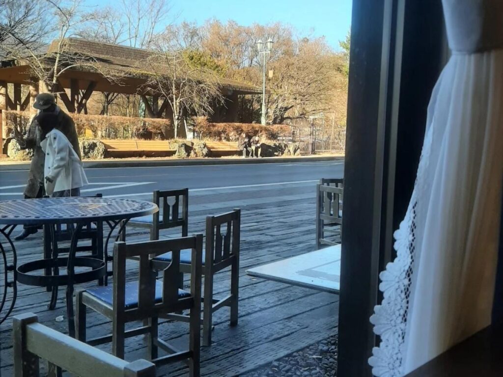 Cozy café interior in Fairbanks with warm lighting on a winter day