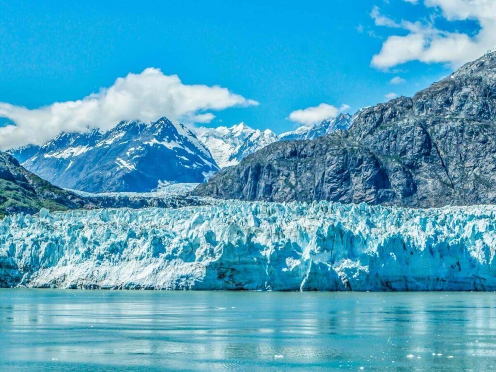 Aerial view of glaciers and mountains near Homer, Alaska during a flightseeing tour