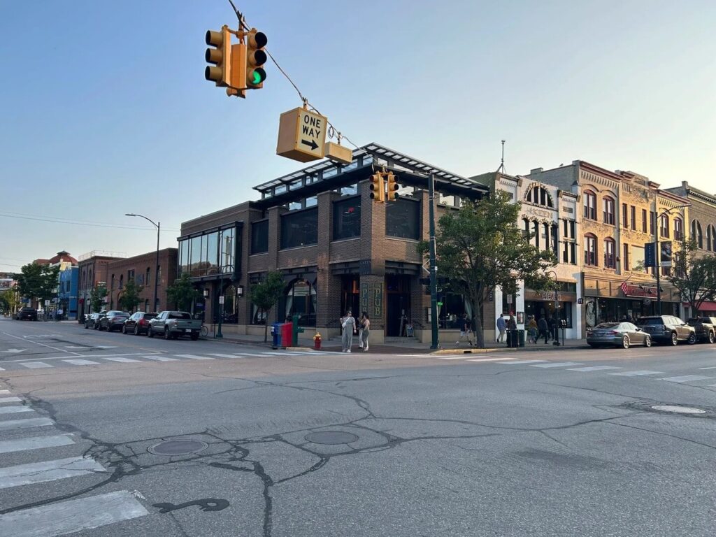 Front Street lined with local shops and cafés in downtown Traverse City