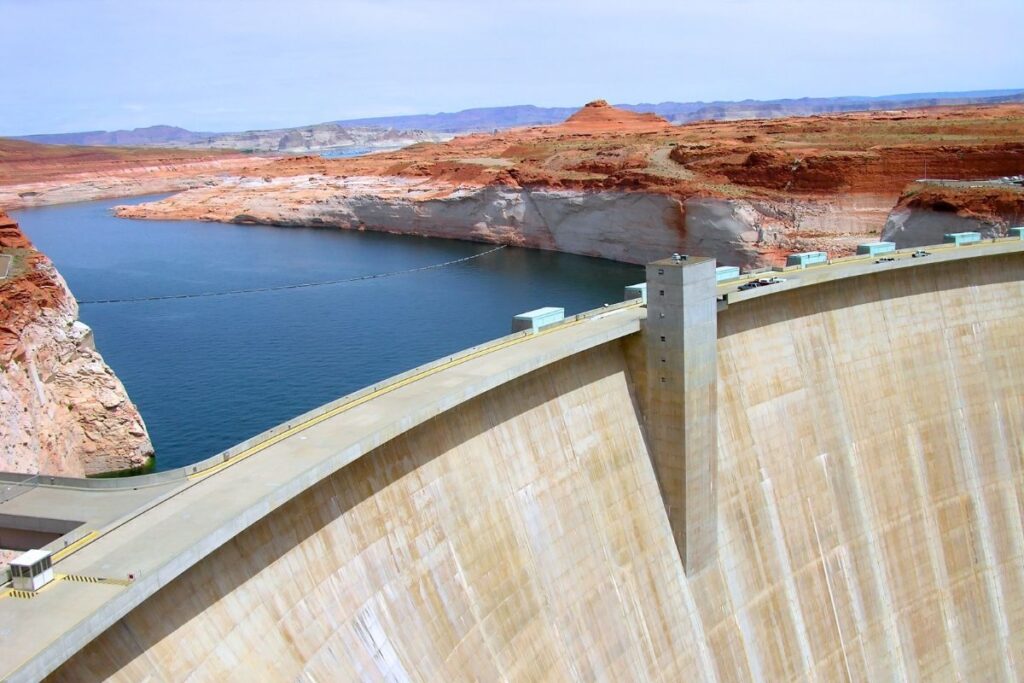 Hoover Dam aerial view from bypass bridge