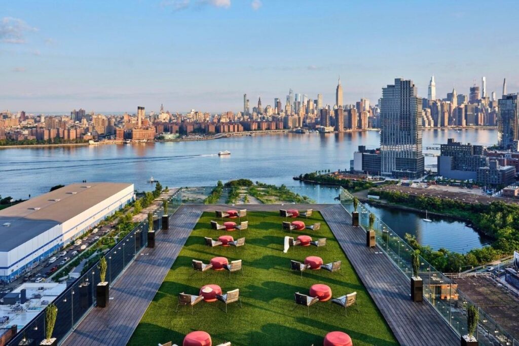 Rooftop view from The William Vale hotel in Williamsburg