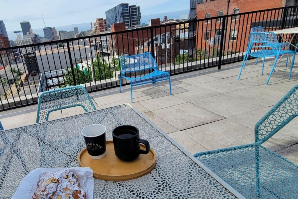 Rooftop of Messenger Coffee with city views