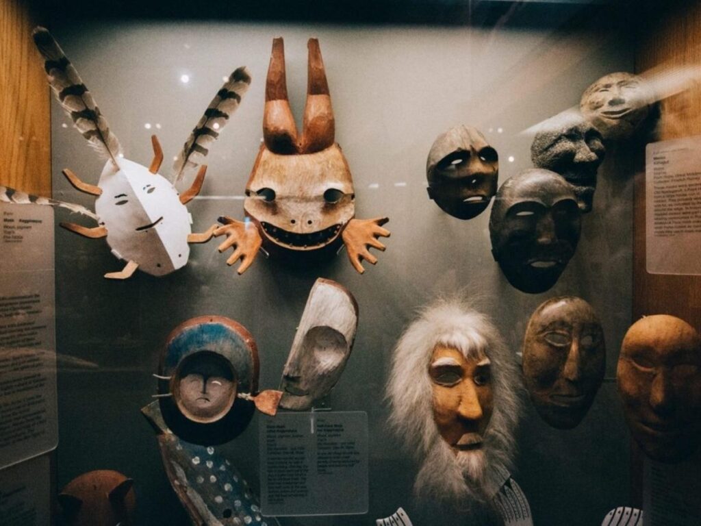 Exhibits showcasing Alaska history inside the Museum of the North in Fairbanks