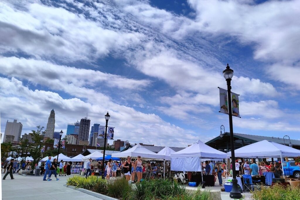 Saturday market scene at River Market