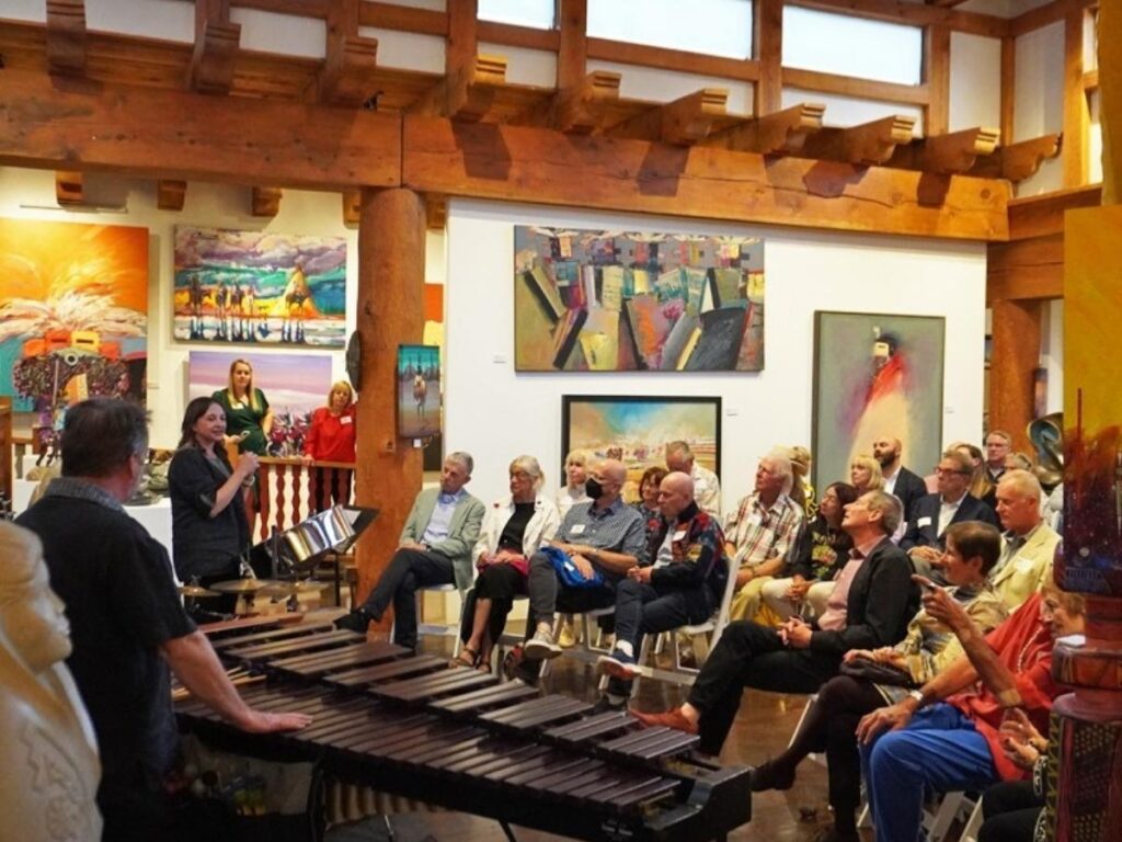 Inside a relaxed art gallery in Santa Fe with natural light and open space