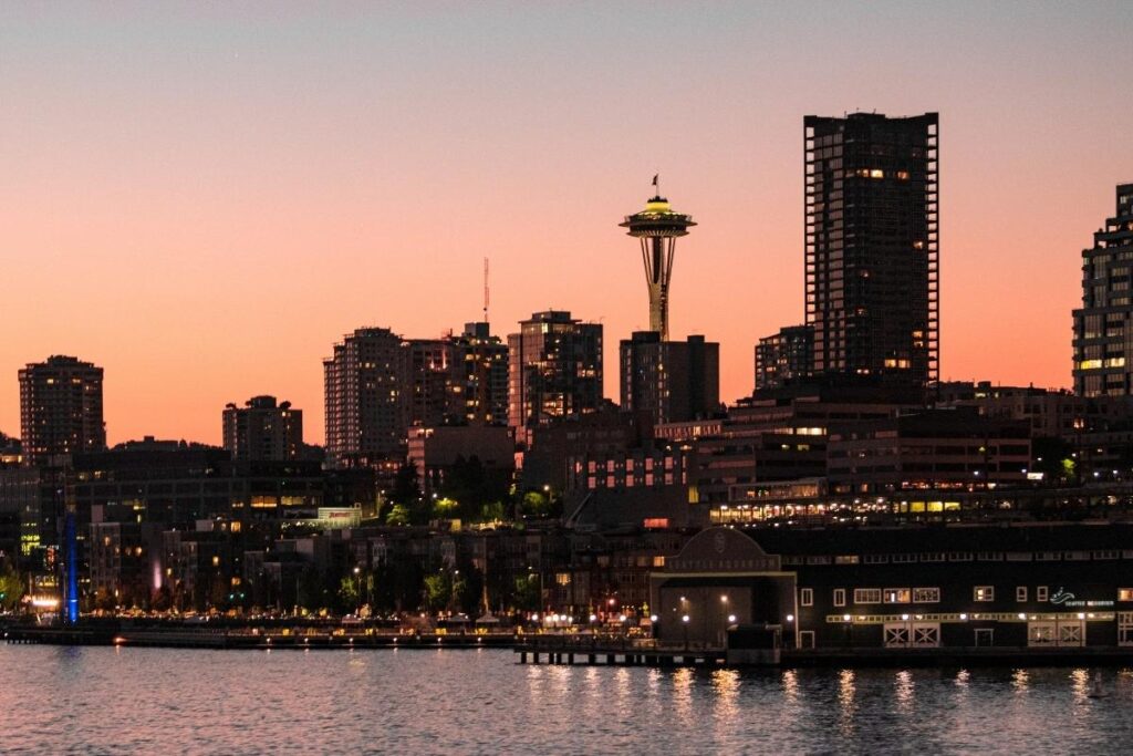 Seattle skyline view from Bainbridge Island ferry