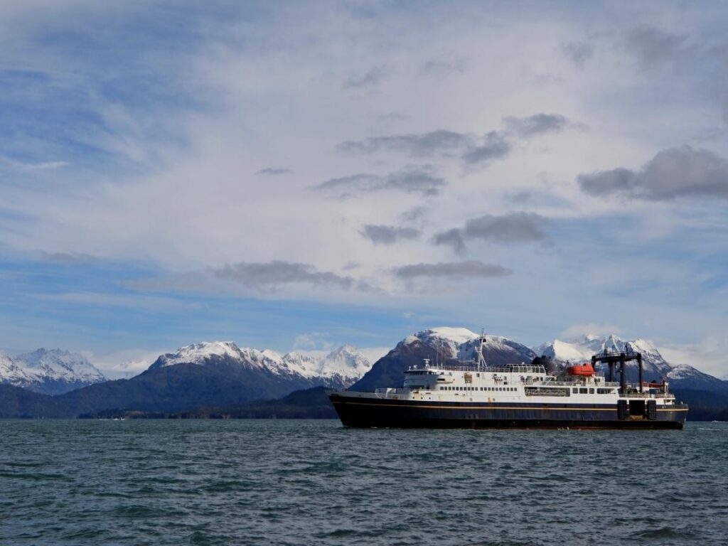 Ferry approaching Seldovia, Alaska on a day trip from Homer