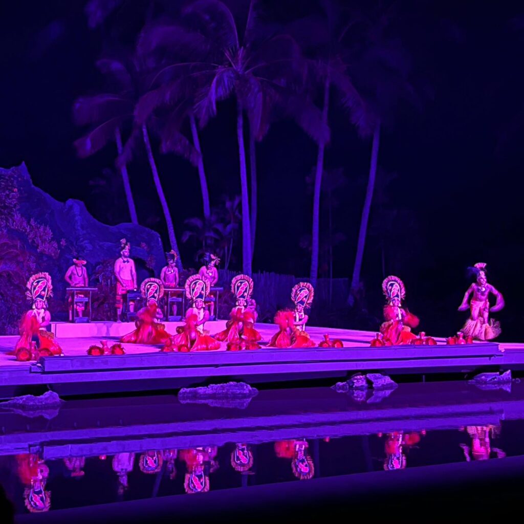 Traditional Hawaiian dancers performing at Smith Family Garden Luau