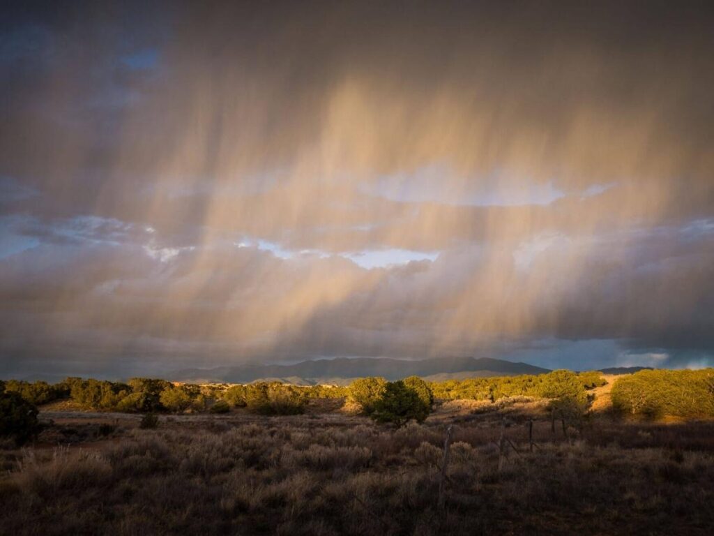 Late afternoon light over the landscape near Santa Fe