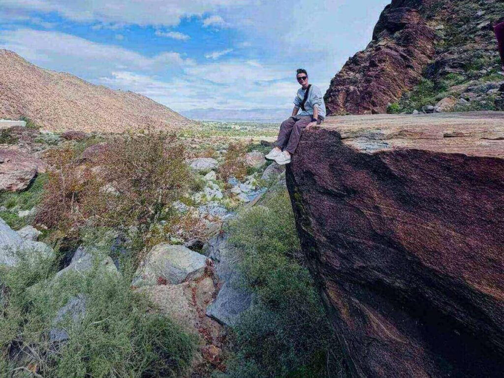 Rocky hiking trail through Tahquitz Canyon in Palm Springs