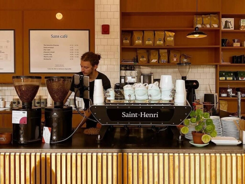 Cobblestone streets and cafes in Vail Village