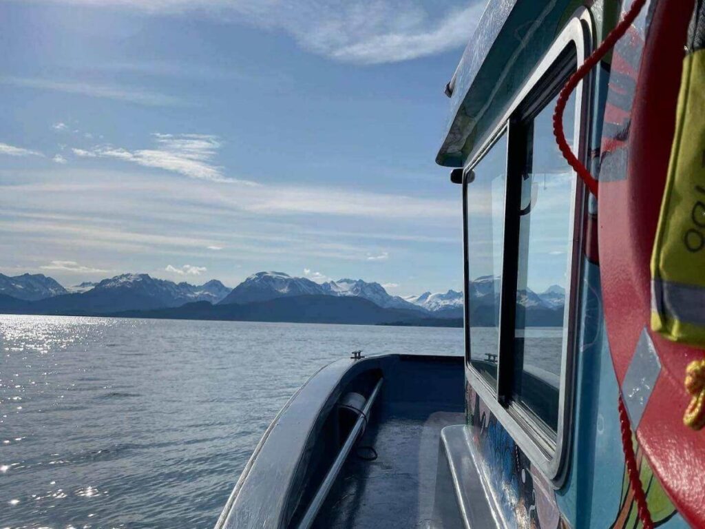 Water taxi crossing Kachemak Bay from the Homer Spit