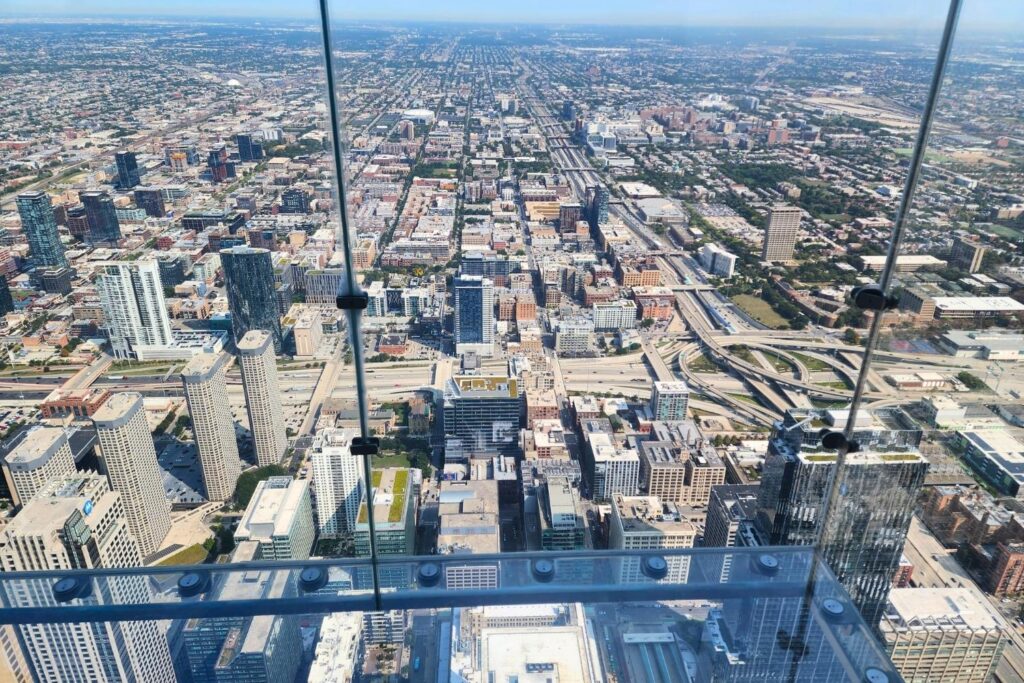 Panoramic view from the Skydeck at Willis Tower in Chicago