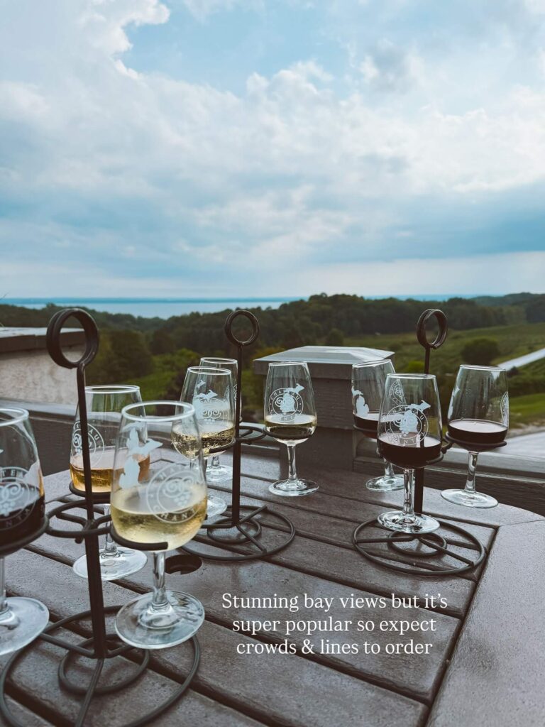 Wine tasting at a vineyard near Traverse City