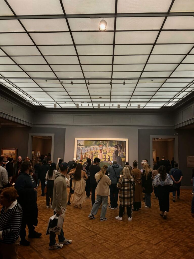 Interior gallery at the Art Institute of Chicago featuring world-class artwork