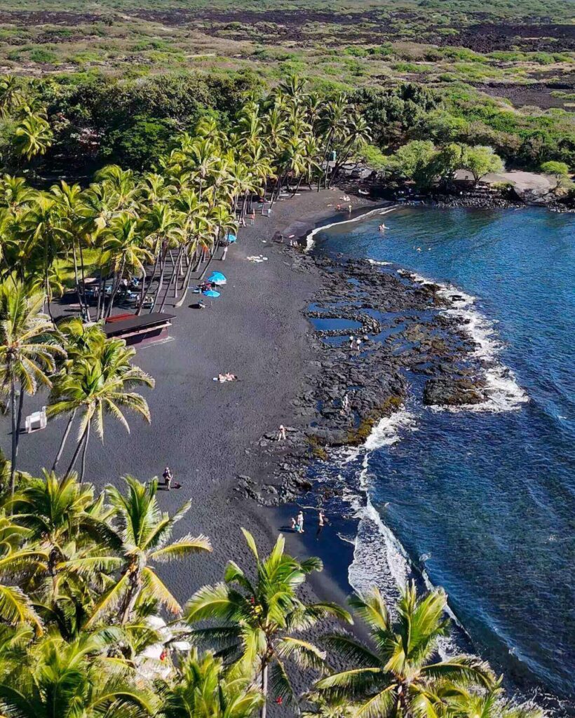 Diverse landscapes on Hawaii's Big Island including beaches, volcanoes, and rainforest