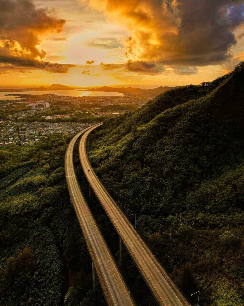 Scenic coastal road trip view on the Big Island of Hawaii