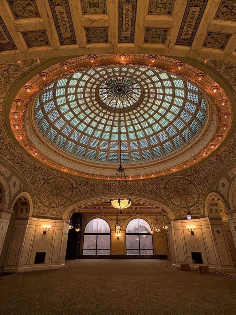 Tiffany stained-glass dome inside the Chicago Cultural Center