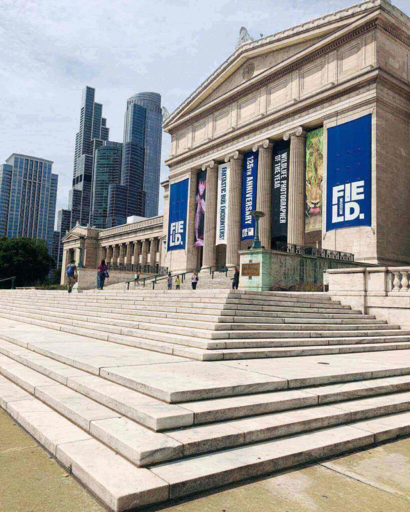 Visitors exploring exhibits inside the Field Museum in Chicago