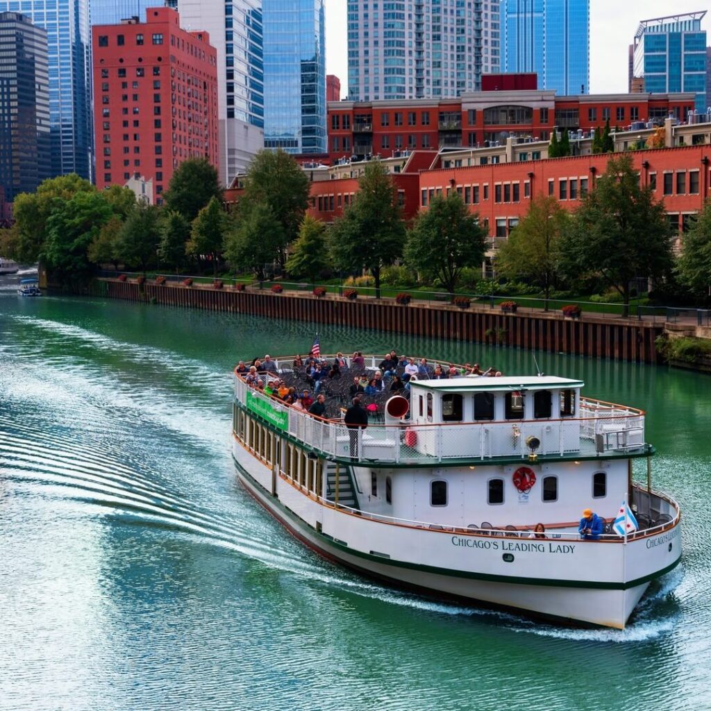 Chicago Riverwalk and architecture cruise along the Chicago River