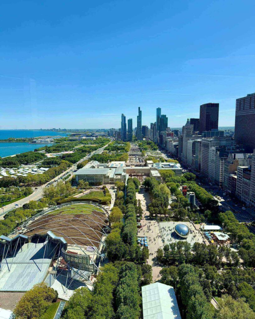 Spring flowers blooming in Millennium Park, Chicago
