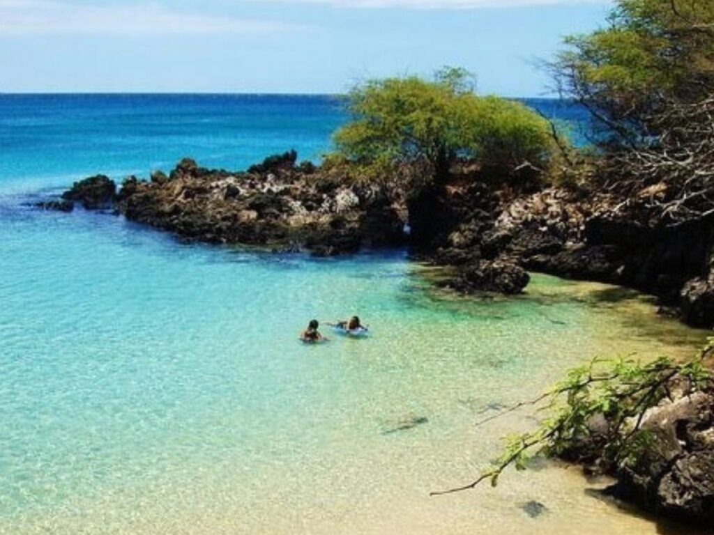 Wide sandy shoreline at Hapuna Beach near Waikoloa