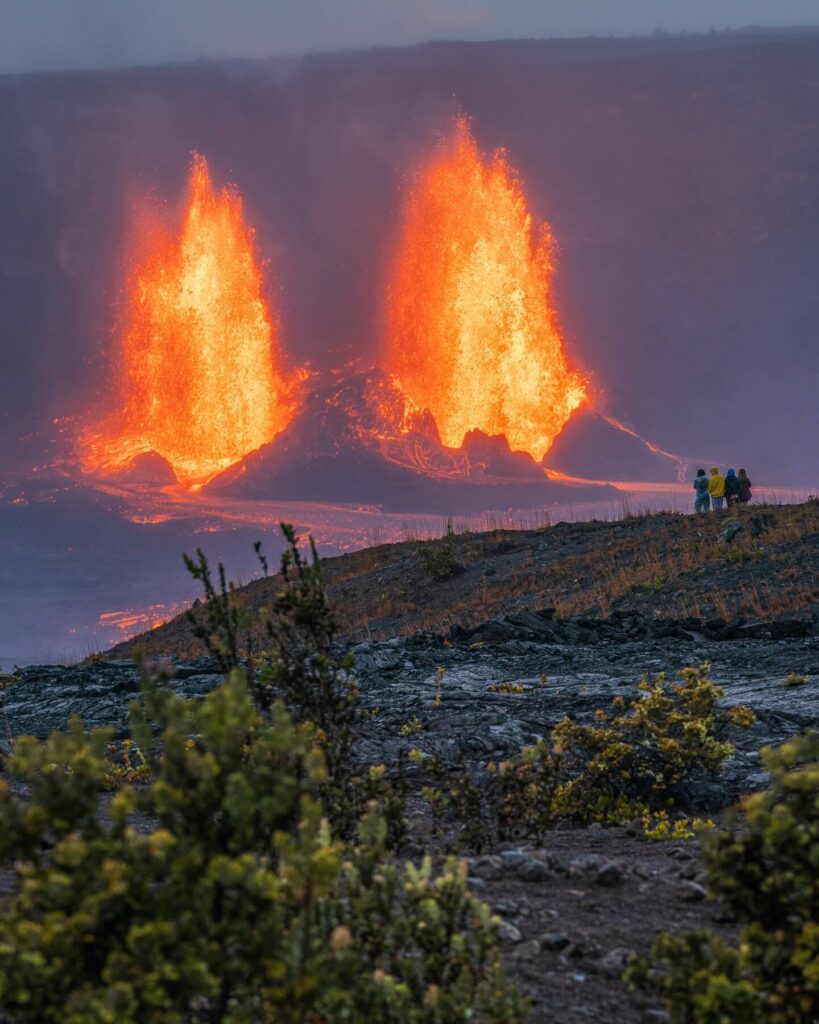 Panoramic view of Hawaii Volcanoes National Park showing volcanic landscape and Kīlauea Caldera