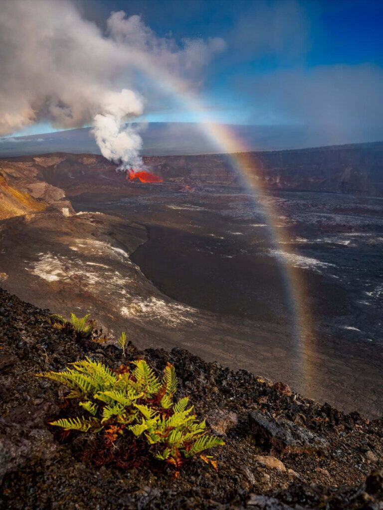 Viewpoint overlooking volcanic landscapes in Hawaiʻi Volcanoes National Park
