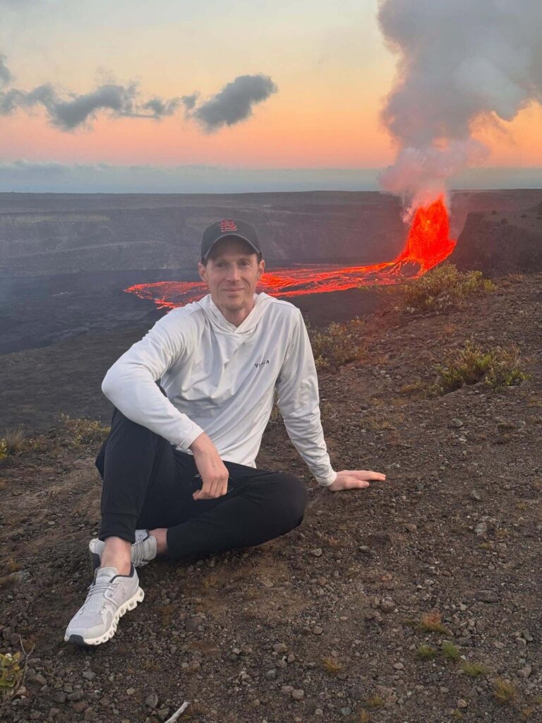 Cloudy winter weather over Kīlauea Caldera with volcanic steam