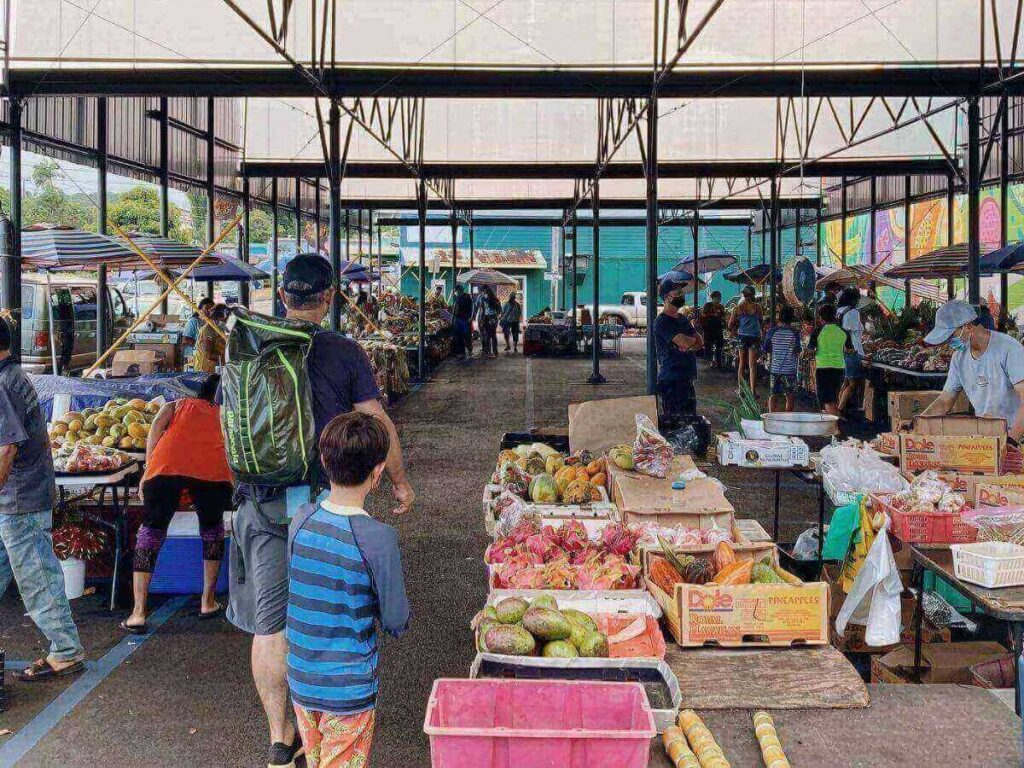 Fresh tropical fruit at Hilo Farmers Market in Hawaii
