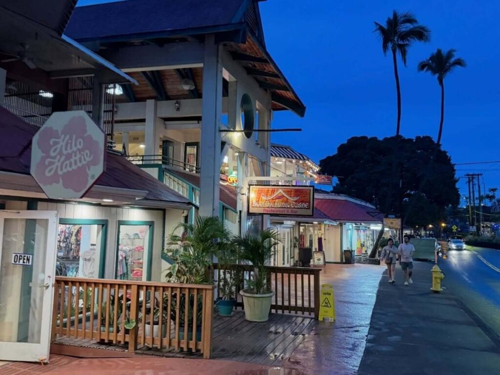 Local market and streets in Hilo on the Big Island