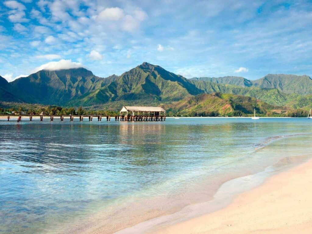 Calm turquoise water at Hulopoe Bay in Lanai, Hawaii during the morning