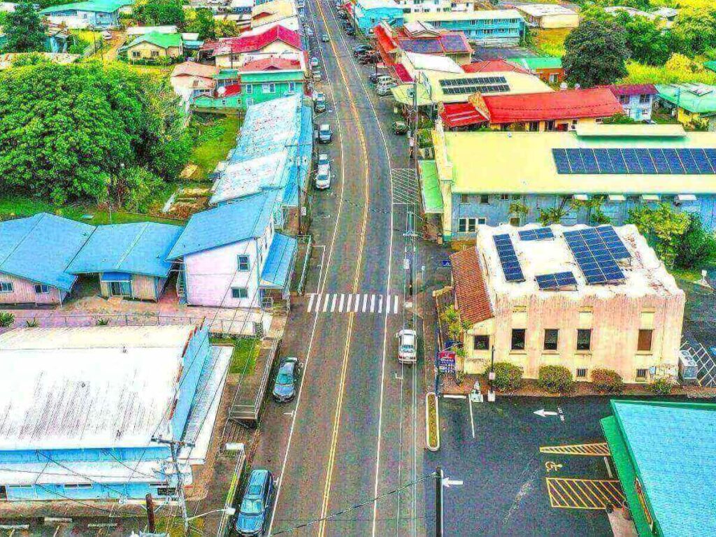 Kapaa town on Kauai’s East Side along the coastal highway