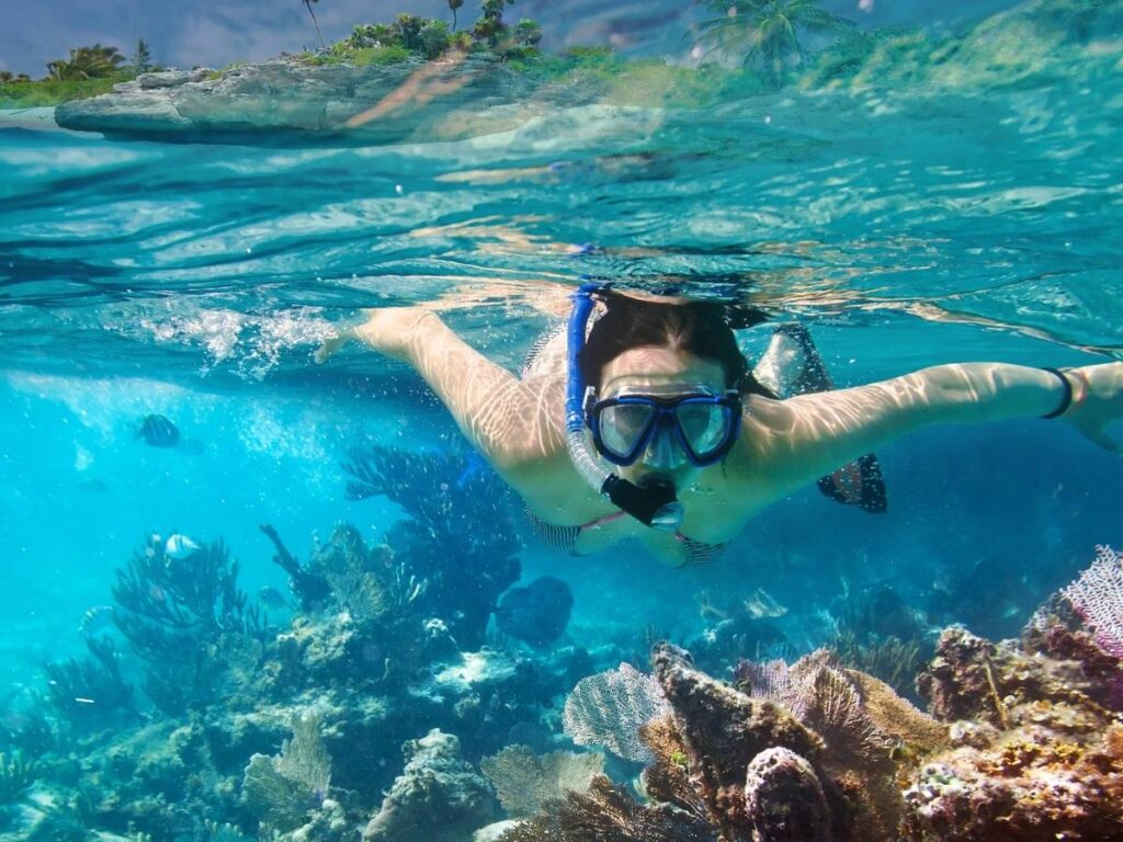 Crystal-clear water and snorkeling at Ke'e Beach on Kauai