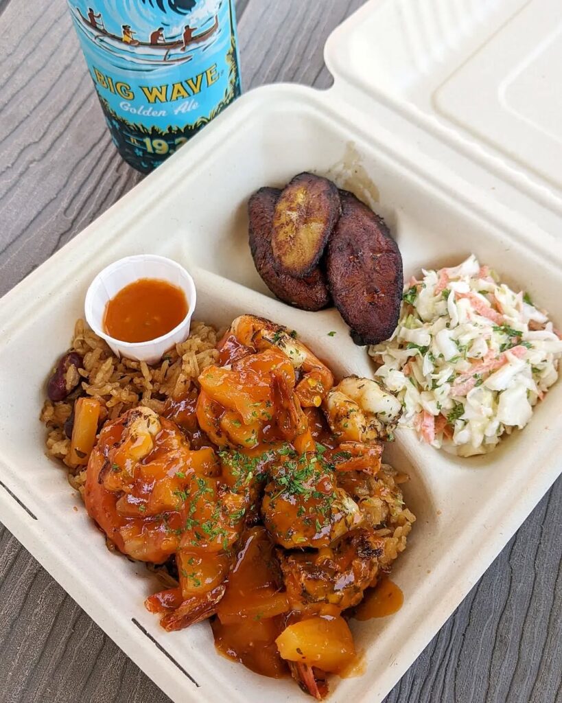 food plate from food trucks at Kihei park