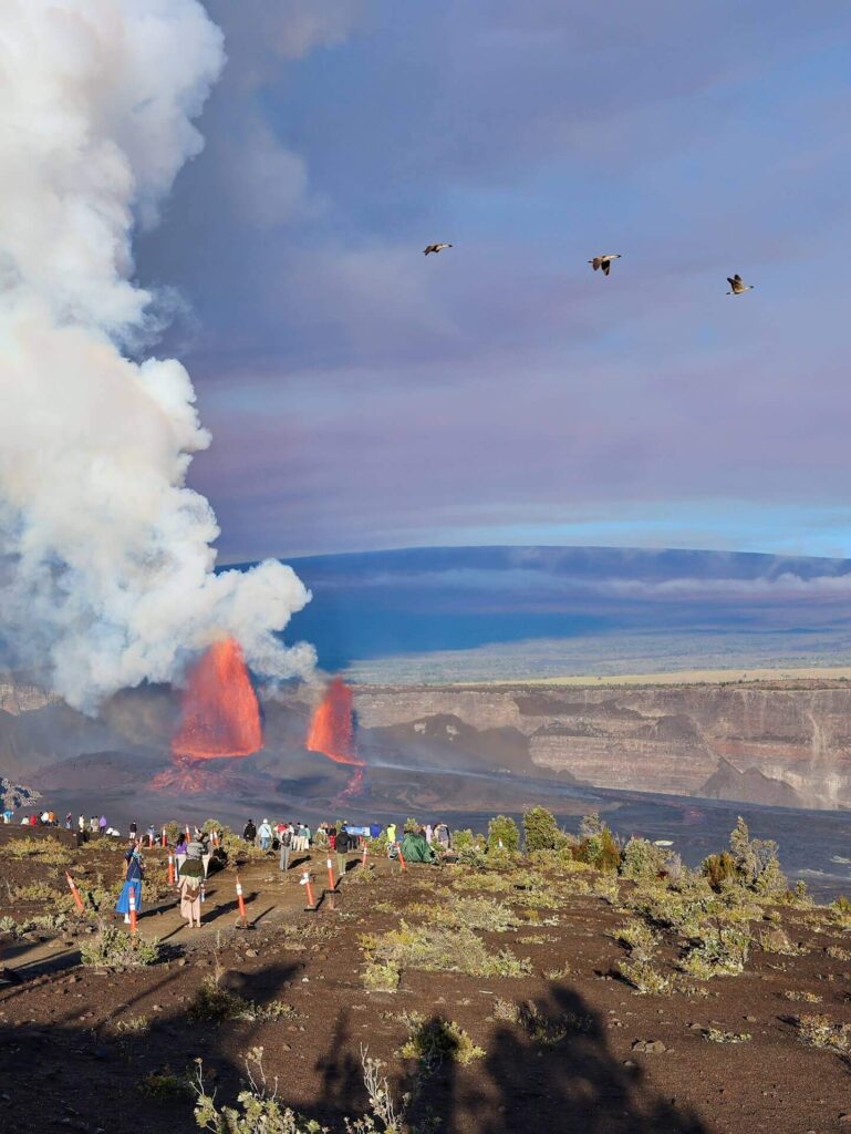 View of Kīlauea crater inside Hawaiʻi Volcanoes National Park