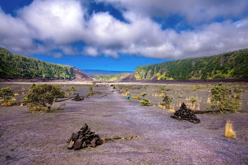 View of Kīlauea Iki crater from the rim in Hawaiʻi Volcanoes National Park