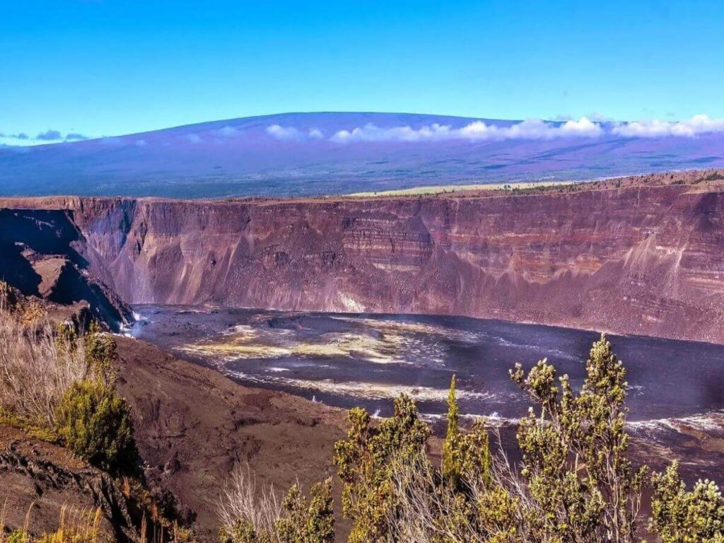 View of Kilauea crater at Hawaii Volcanoes National Park on the Big Island