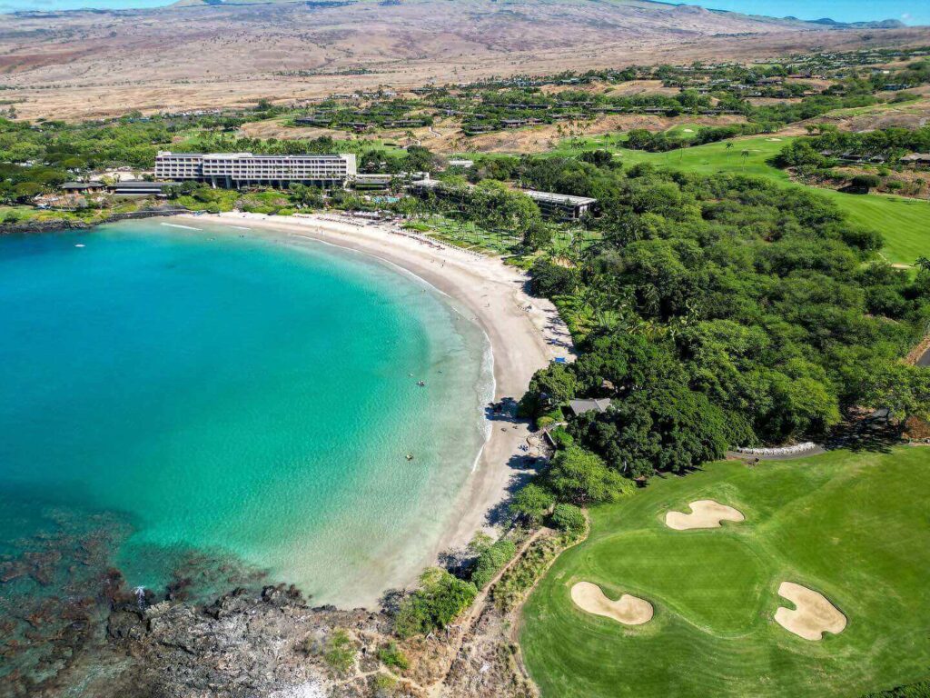 Resort coastline along the Kohala Coast on the Big Island of Hawaii