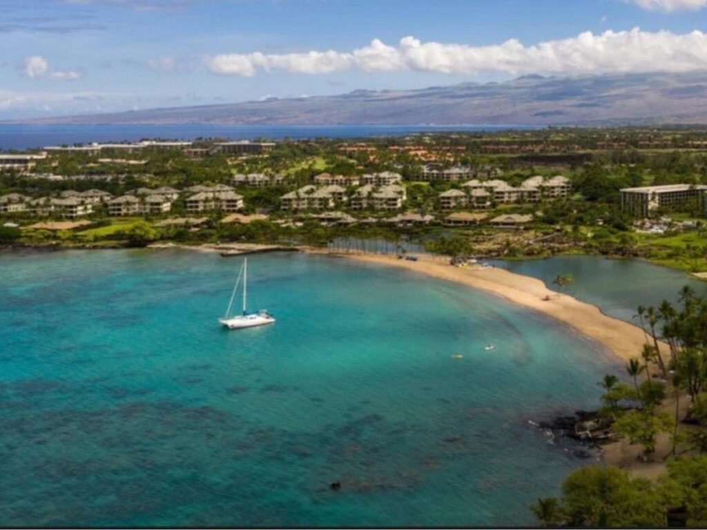 White sand beach along the Kohala Coast on the Big Island of Hawaii