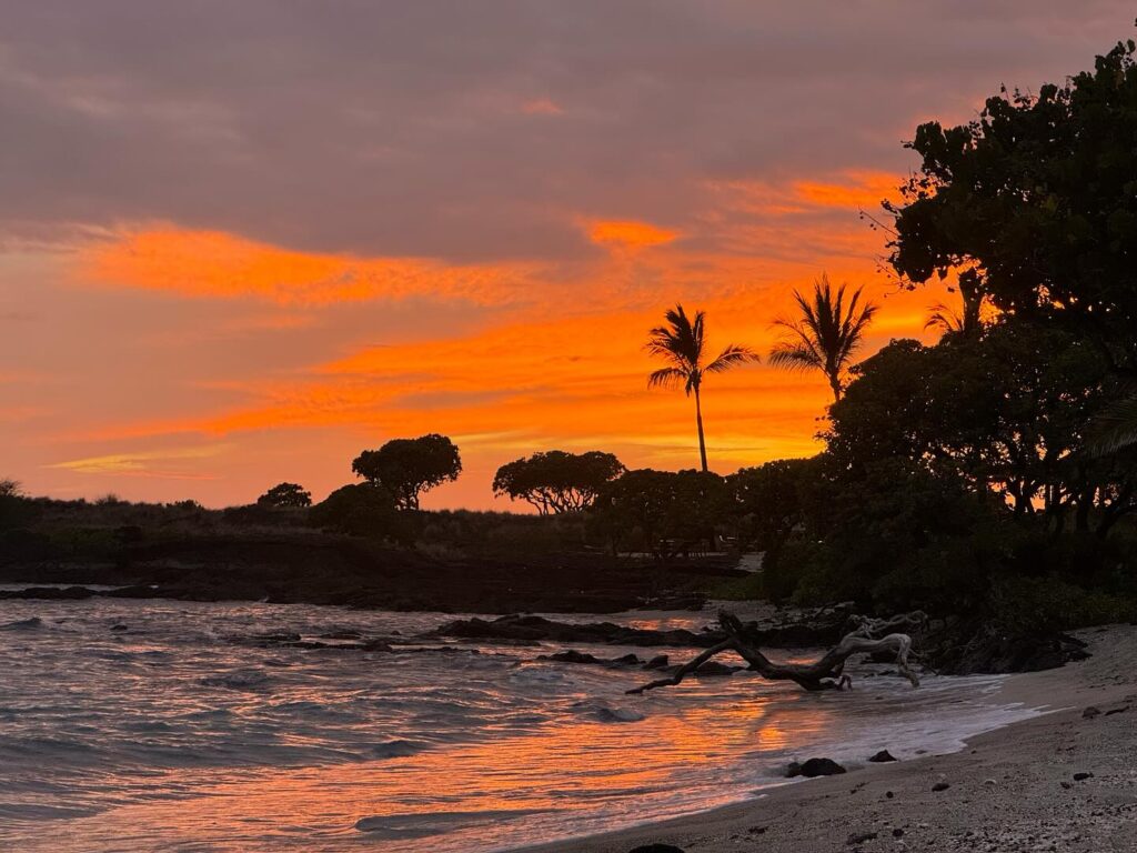 Sunset at Pine Trees Surfing Beach (Kohanaiki), Big Island